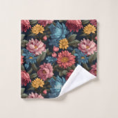 Benutzerdefiniertes Monogramm Farbiges Blume-Muste Badhandtuch Set (Waschlappen)