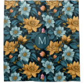 Benutzerdefiniertes Monogramm Farbiges Blume-Muste Duschvorhang (Vorderseite)