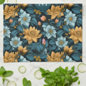 Benutzerdefiniertes Monogramm Farbiges Blume-Muste Geschirrtuch (Gefaltet)