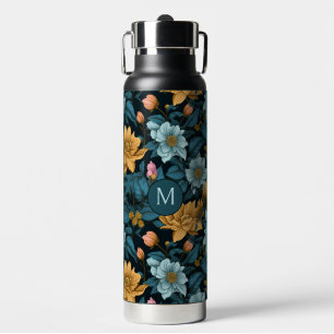Benutzerdefiniertes Monogramm Farbiges Blume-Muste Trinkflasche