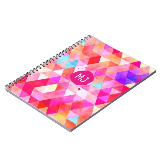 Benutzerdefiniertes Monogramm Farbrosa, rotes Drei Notizblock (Linke Seite)