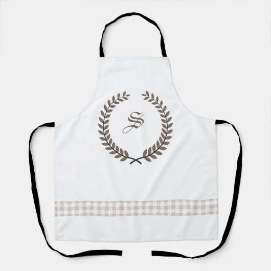 Benutzerdefiniertes Monogramm Farmhouse | Gingham- Schürze (Vorderseite)