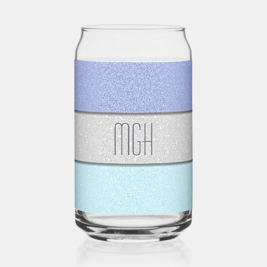 Benutzerdefiniertes Monogramm Faux Glitter Bling Dosenglas (Vorderseite)