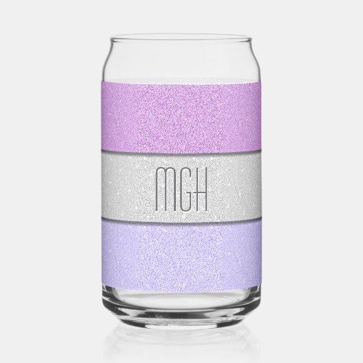 Benutzerdefiniertes Monogramm Faux Glitter Bling Dosenglas (Vorderseite)