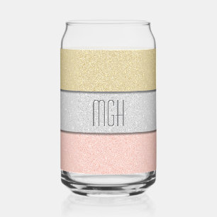 Benutzerdefiniertes Monogramm Faux Glitter Bling Dosenglas