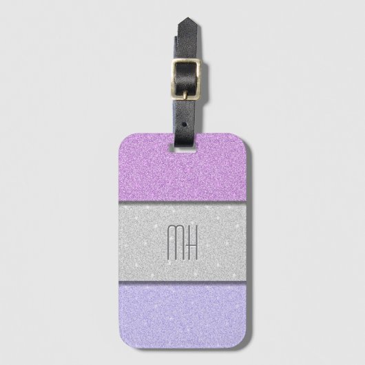 Benutzerdefiniertes Monogramm Faux Glitter Bling Gepäckanhänger (Vorderseite Vertikal)