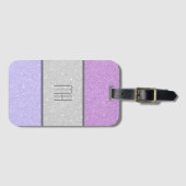 Benutzerdefiniertes Monogramm Faux Glitter Bling Gepäckanhänger (Vorderseite (Horizontal))