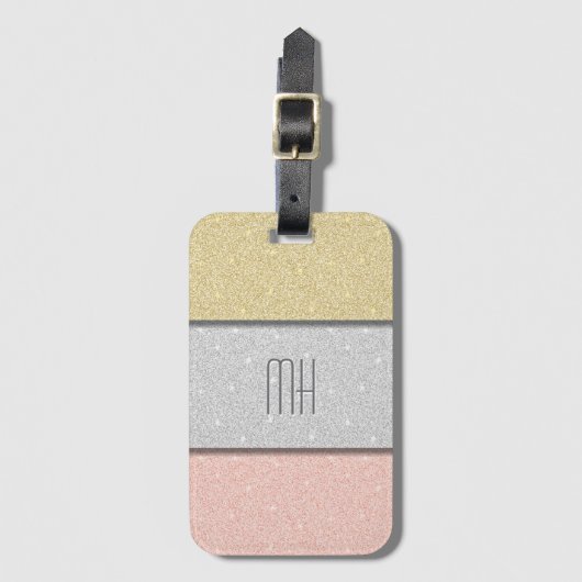 Benutzerdefiniertes Monogramm Faux Glitter Bling Gepäckanhänger (Vorderseite Vertikal)