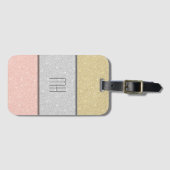 Benutzerdefiniertes Monogramm Faux Glitter Bling Gepäckanhänger (Vorderseite (Horizontal))