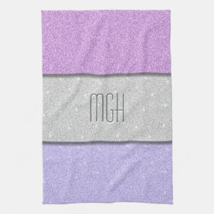 Benutzerdefiniertes Monogramm Faux Glitter Bling Geschirrtuch