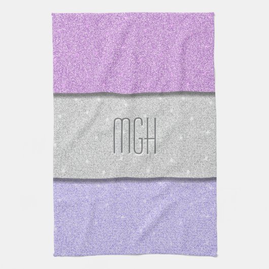 Benutzerdefiniertes Monogramm Faux Glitter Bling Geschirrtuch (Vertikal)