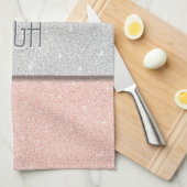 Benutzerdefiniertes Monogramm Faux Glitter Bling Geschirrtuch (Viertel Falte)