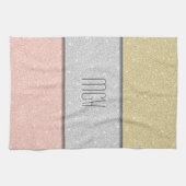 Benutzerdefiniertes Monogramm Faux Glitter Bling Geschirrtuch (Horizontal)