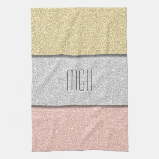 Benutzerdefiniertes Monogramm Faux Glitter Bling Geschirrtuch (Vertikal)