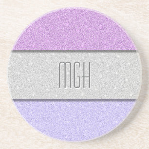 Benutzerdefiniertes Monogramm Faux Glitter Bling Getränkeuntersetzer