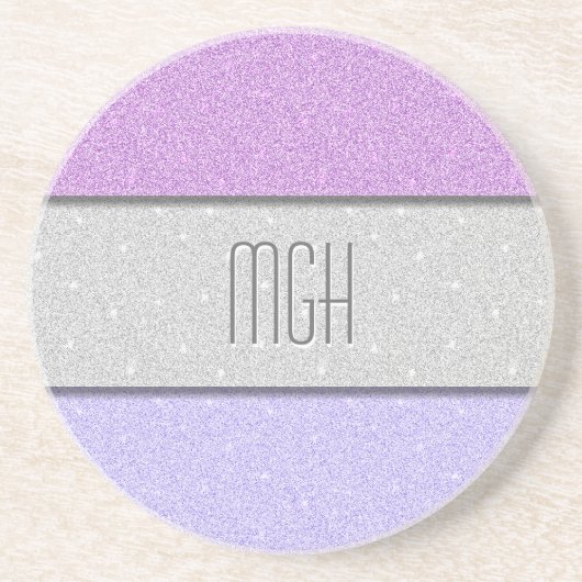 Benutzerdefiniertes Monogramm Faux Glitter Bling Getränkeuntersetzer (Vorne)