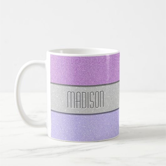 Benutzerdefiniertes Monogramm Faux Glitter Bling Kaffeetasse (Links)