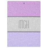 Benutzerdefiniertes Monogramm Faux Glitter Bling Klemmbrett (Rückseite)