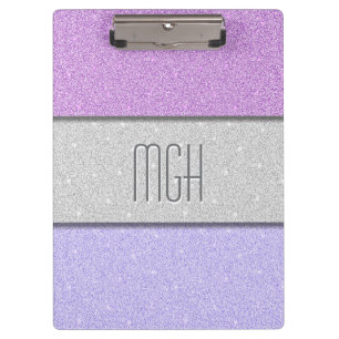 Benutzerdefiniertes Monogramm Faux Glitter Bling Klemmbrett