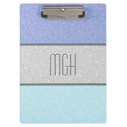 Benutzerdefiniertes Monogramm Faux Glitter Bling Klemmbrett (Vorderseite)