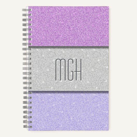 Benutzerdefiniertes Monogramm Faux Glitter Bling Notizblock (Vorderseite)