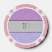 Benutzerdefiniertes Monogramm Faux Glitter Bling Pokerchips (Rückseite)