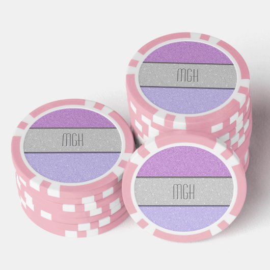 Benutzerdefiniertes Monogramm Faux Glitter Bling Pokerchips (Stapel)