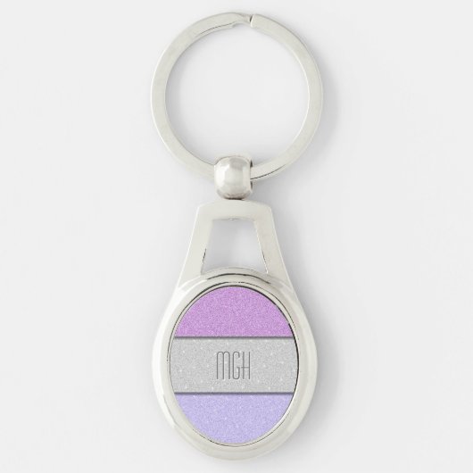 Benutzerdefiniertes Monogramm Faux Glitter Bling Schlüsselanhänger (Vorderseite)