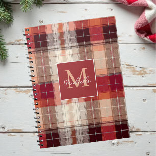 Benutzerdefiniertes Monogramm Festliches Gingham-M Notizblock