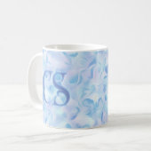 Benutzerdefiniertes Monogramm Flieder-Blütenblatt Kaffeetasse (Vorderseite Links)