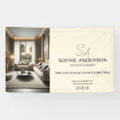 Benutzerdefiniertes Monogramm Foto Creme Beruflich Banner (Horizontal)