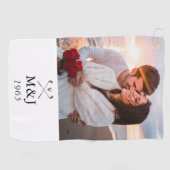 Benutzerdefiniertes Monogramm Foto Hochzeit Jubilä Golfhandtuch (Horizontal)