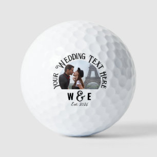 Benutzerdefiniertes Monogramm Foto Text HochzeitsG Golfball