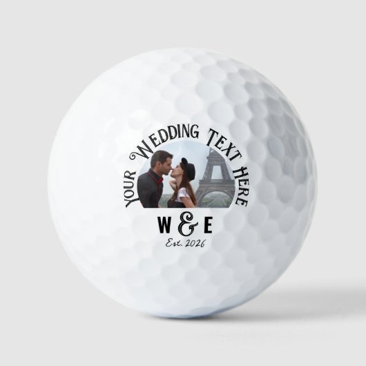 Benutzerdefiniertes Monogramm Foto Text HochzeitsG Golfball (Vorderseite)