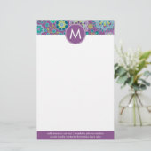 Benutzerdefiniertes Monogramm für Funky Colorful F Briefpapier (Stehend Vorderseite)