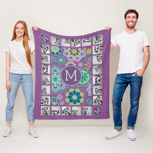 Benutzerdefiniertes Monogramm für Funky Colorful F Fleecedecke (Beispiel)