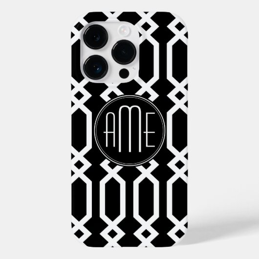 Benutzerdefiniertes Monogramm für Schwarz und Weiß Case-Mate iPhone Hülle (Rückseite)