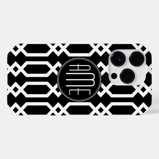 Benutzerdefiniertes Monogramm für Schwarz und Weiß Case-Mate iPhone Hülle (Rückseite (Horizontal))