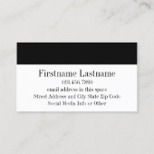 Benutzerdefiniertes Monogramm für Schwarz und Weiß Visitenkarte (Rückseite)