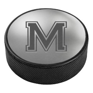 Benutzerdefiniertes Monogramm Gebürstetes Metall C Eishockey Puck