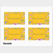 Benutzerdefiniertes Monogramm Gelbes Blumendesign Rechteckiger Aufkleber (Blatt)