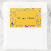 Benutzerdefiniertes Monogramm Gelbes Blumendesign Rechteckiger Aufkleber (Tasche)