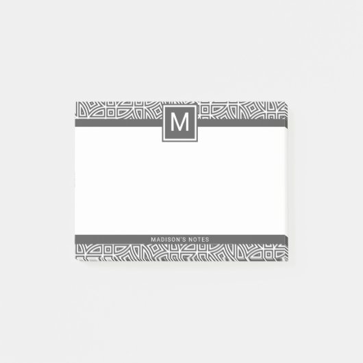 Benutzerdefiniertes Monogramm Geometrisches Abstra Post-it Klebezettel (Vorderseite)