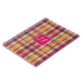 Benutzerdefiniertes Monogramm Gingham-Stil-Muster Notizblock (Linke Seite)