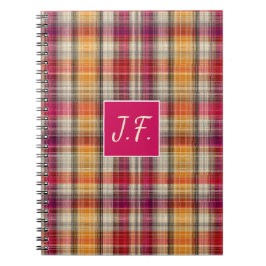 Benutzerdefiniertes Monogramm Gingham-Stil-Muster Notizblock