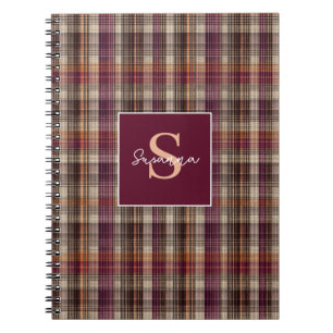 Benutzerdefiniertes Monogramm Gingham-Stil-Muster Notizblock