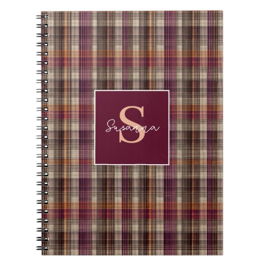 Benutzerdefiniertes Monogramm Gingham-Stil-Muster Notizblock (Vorderseite)