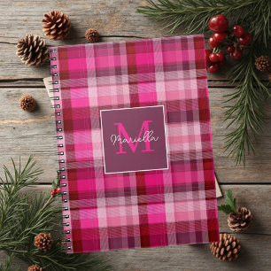 Benutzerdefiniertes Monogramm Gingham-Stil-Muster Notizblock
