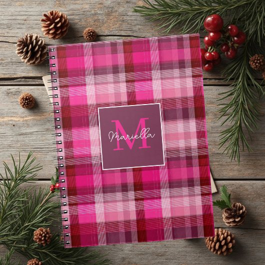 Benutzerdefiniertes Monogramm Gingham-Stil-Muster Notizblock