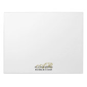 Benutzerdefiniertes Monogramm Gold Initialen Weiß  Notizblock (Vorderseite)